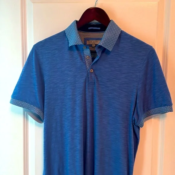 Men's Ted Baker London Polo Shirt - Size 3 (Medium) - Blue - Picture 3 of 5